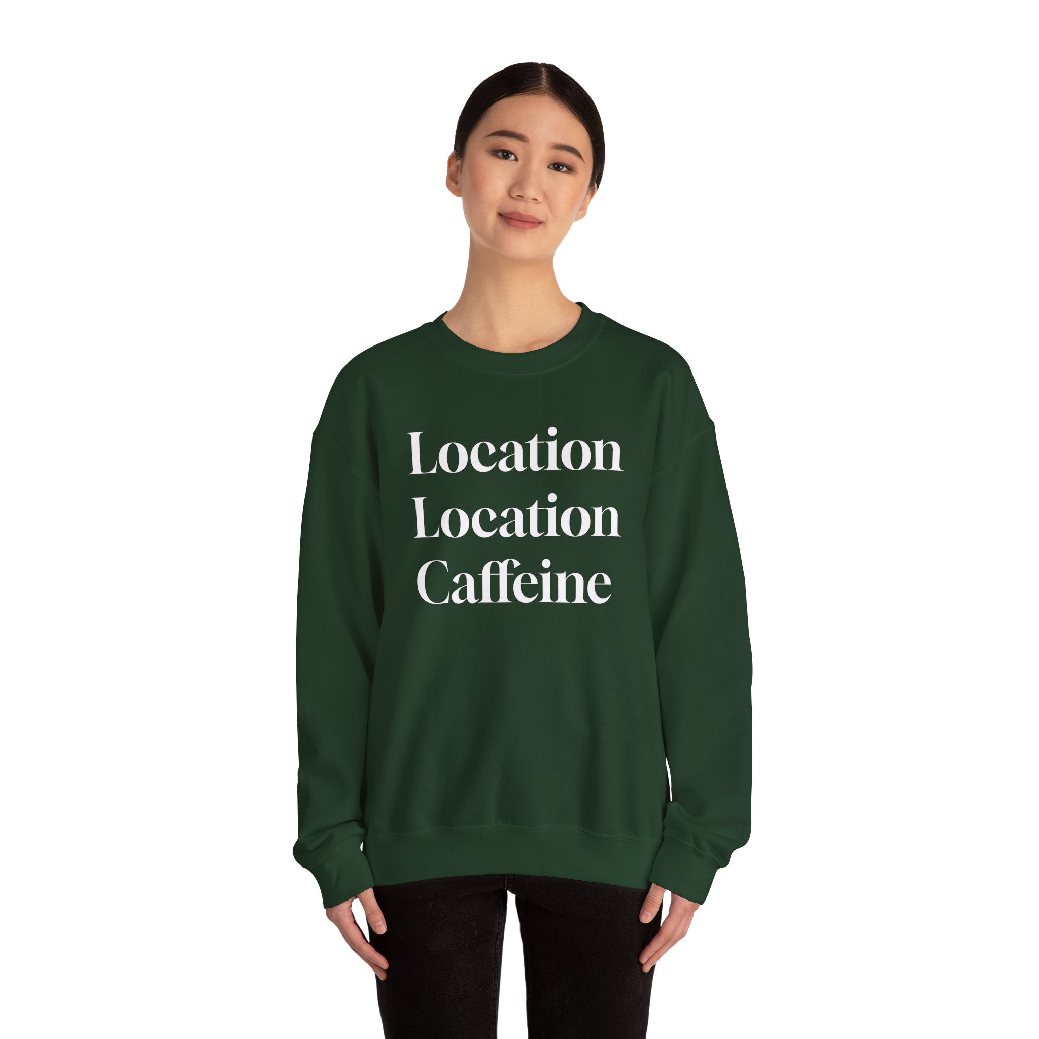 Realtor Crewneck Sweatshirt - Location, Location, Caffeine (Black version)