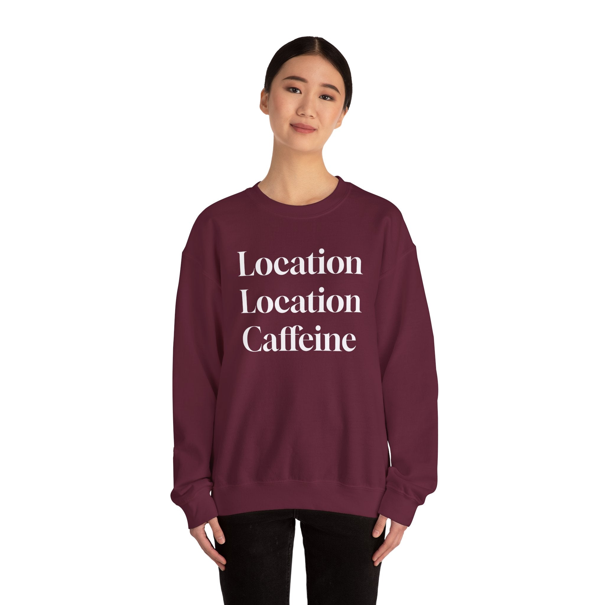 Realtor Crewneck Sweatshirt - Location, Location, Caffeine (Black version)