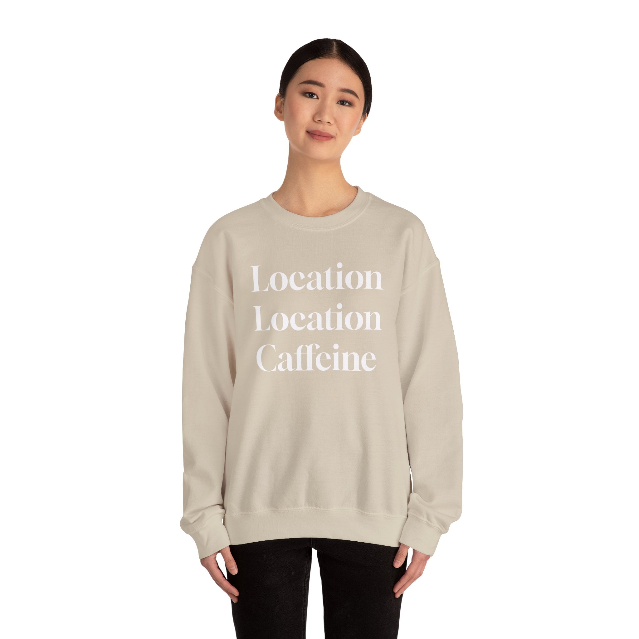 Realtor Crewneck Sweatshirt - Location, Location, Caffeine (Black version)